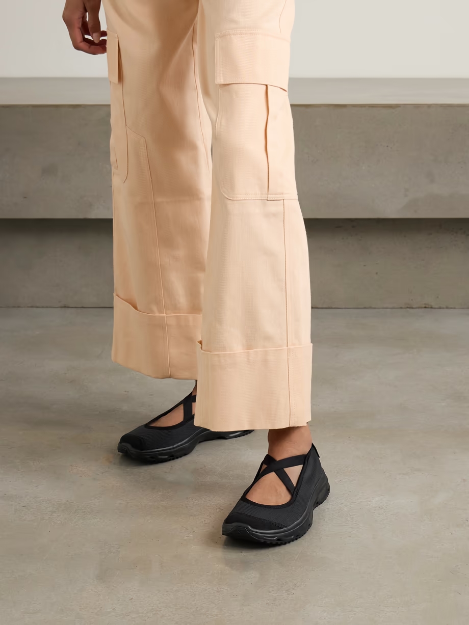 + Sandy Liang RX MJ suede-trimmed mesh sandals + Sandy Liang RX MJ suede-trimmed mesh sandals