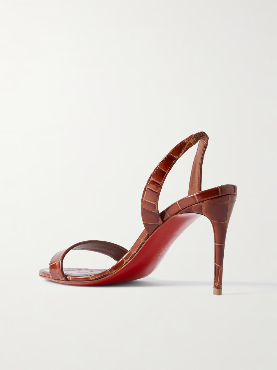 O Marylin 85 croc-effect patent-leather slingback sandals O Marylin 85 croc-effect patent-leather slingback sandals