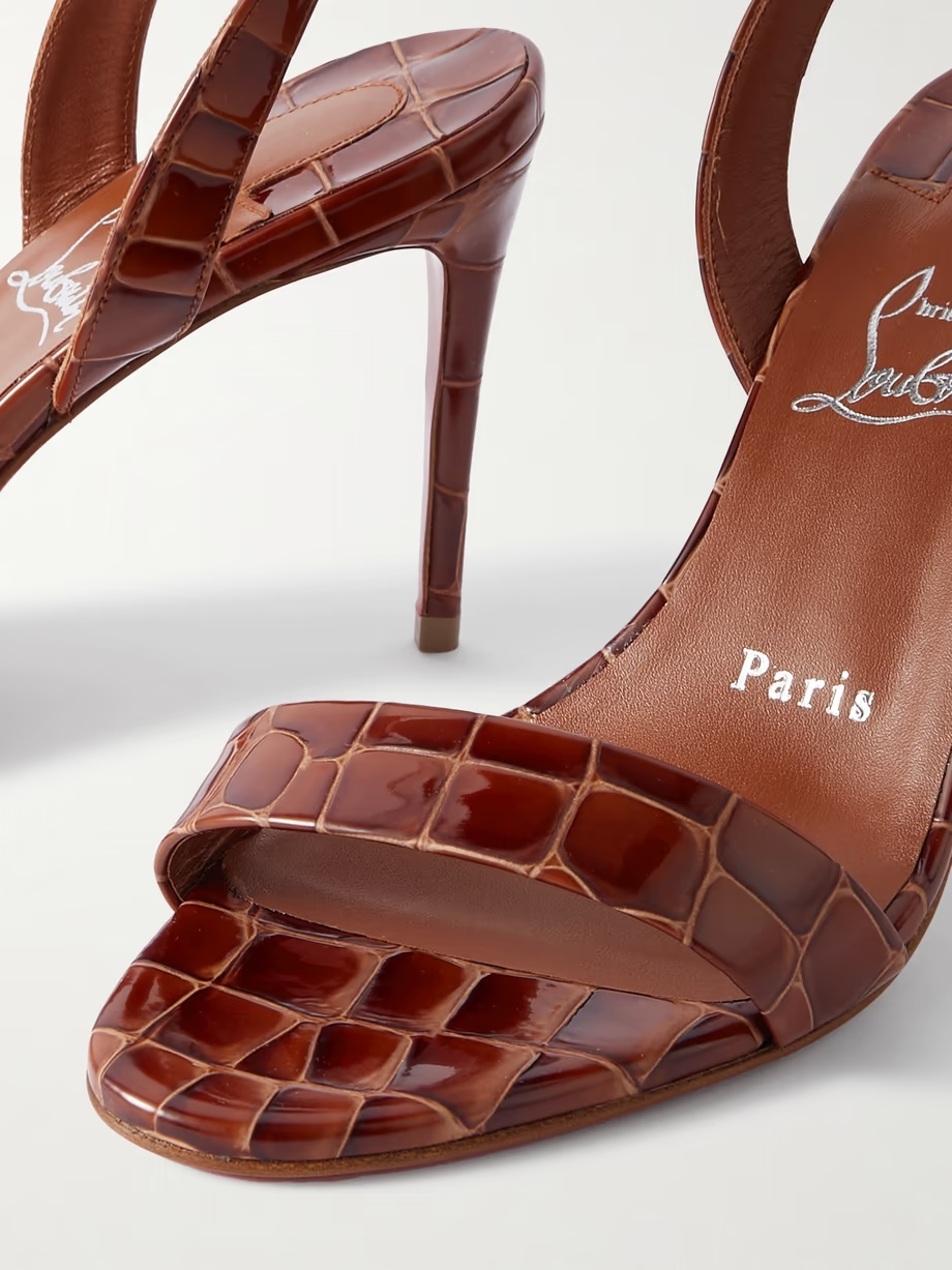O Marylin 85 croc-effect patent-leather slingback sandals O Marylin 85 croc-effect patent-leather slingback sandals
