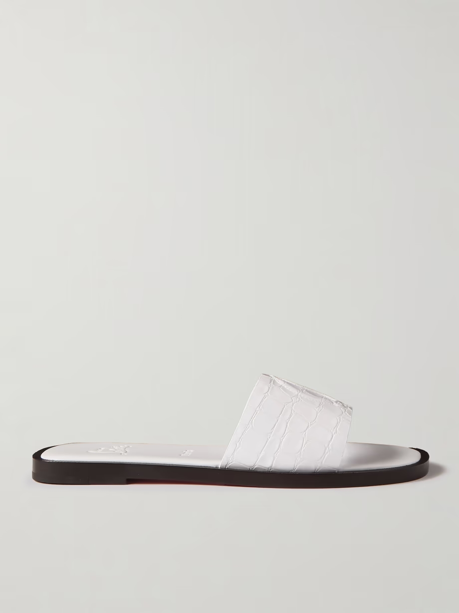 CL croc-effect patent-leather slides CL croc-effect patent-leather slides