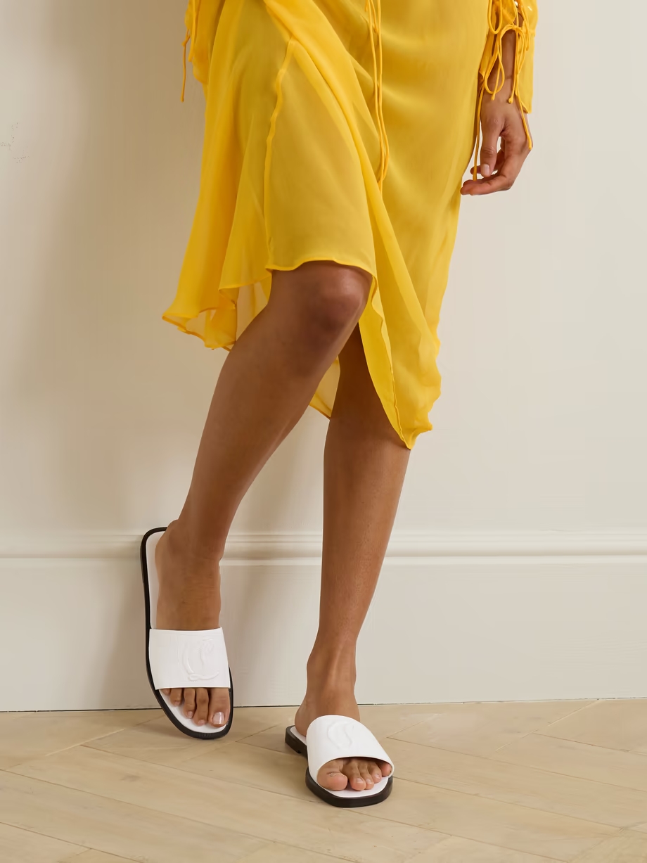 CL croc-effect patent-leather slides CL croc-effect patent-leather slides