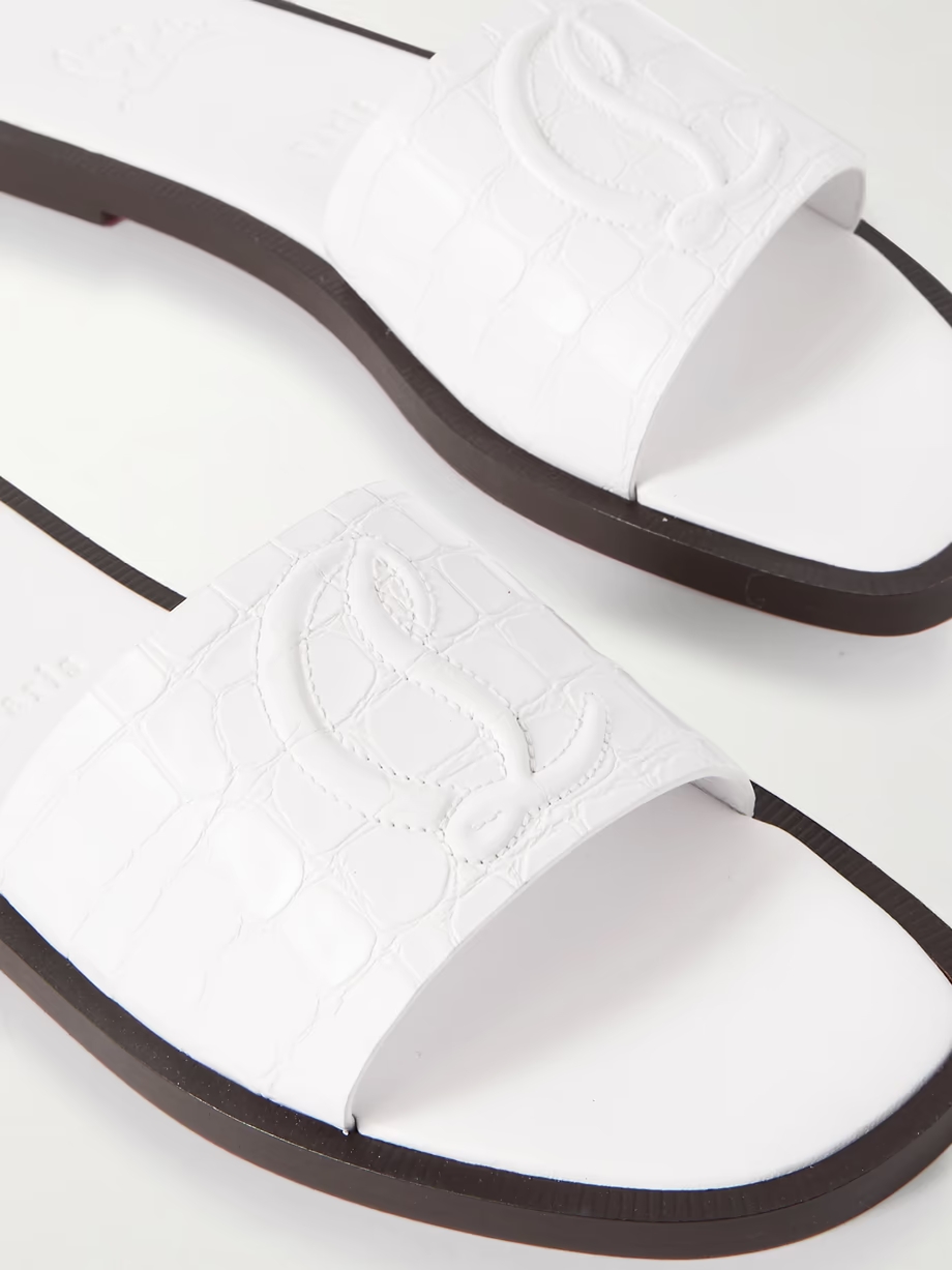 CL croc-effect patent-leather slides CL croc-effect patent-leather slides