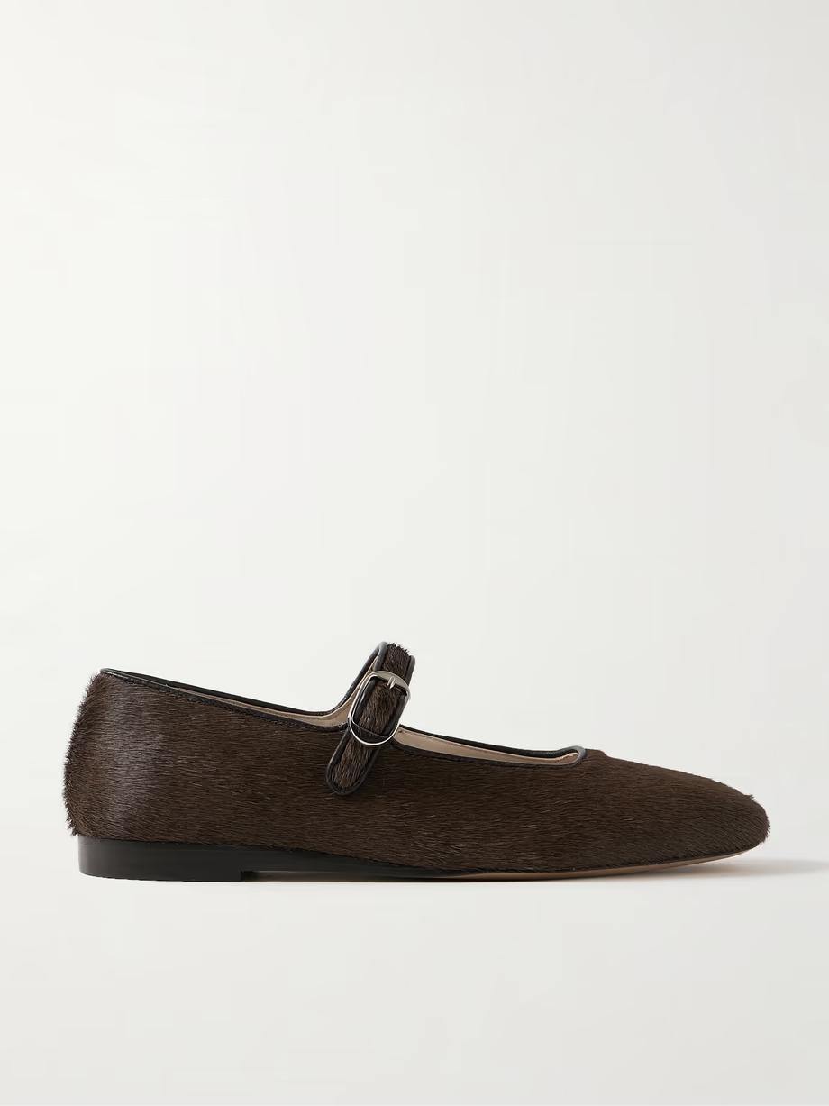 Leather-trimmed pony hair Mary Jane ballet flats Leather-trimmed pony hair Mary Jane ballet flats
