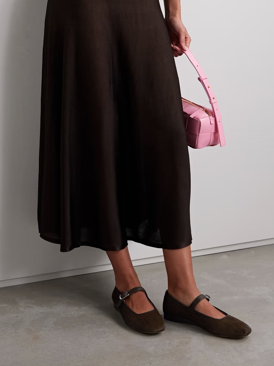 Leather-trimmed pony hair Mary Jane ballet flats Leather-trimmed pony hair Mary Jane ballet flats