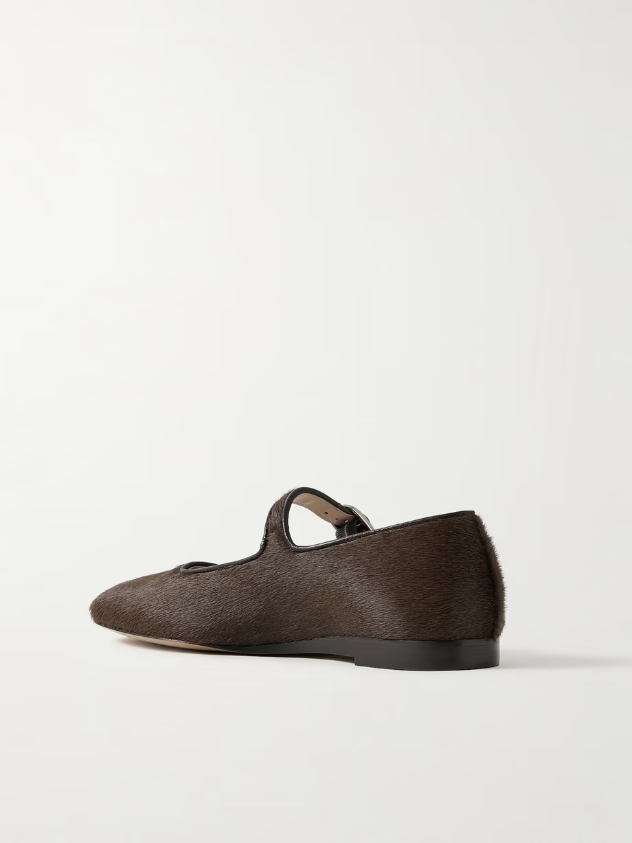 Leather-trimmed pony hair Mary Jane ballet flats Leather-trimmed pony hair Mary Jane ballet flats