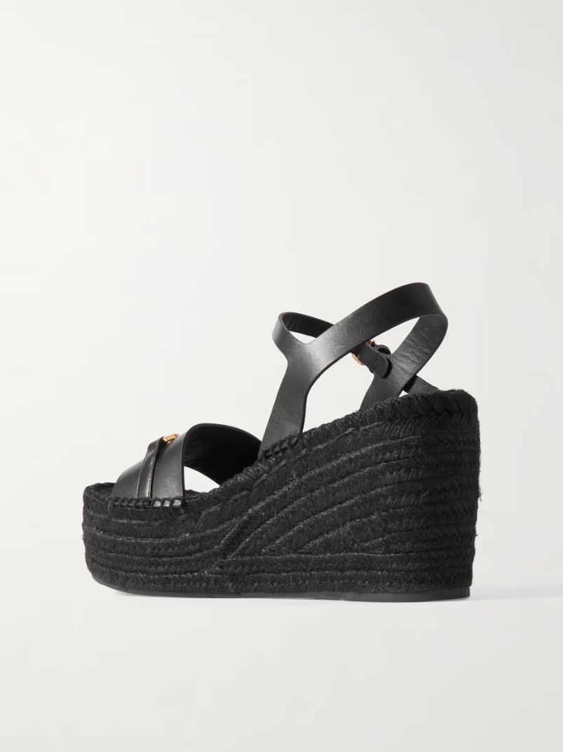 Embellished leather espadrille wedge sandals Embellished leather espadrille wedge sandals