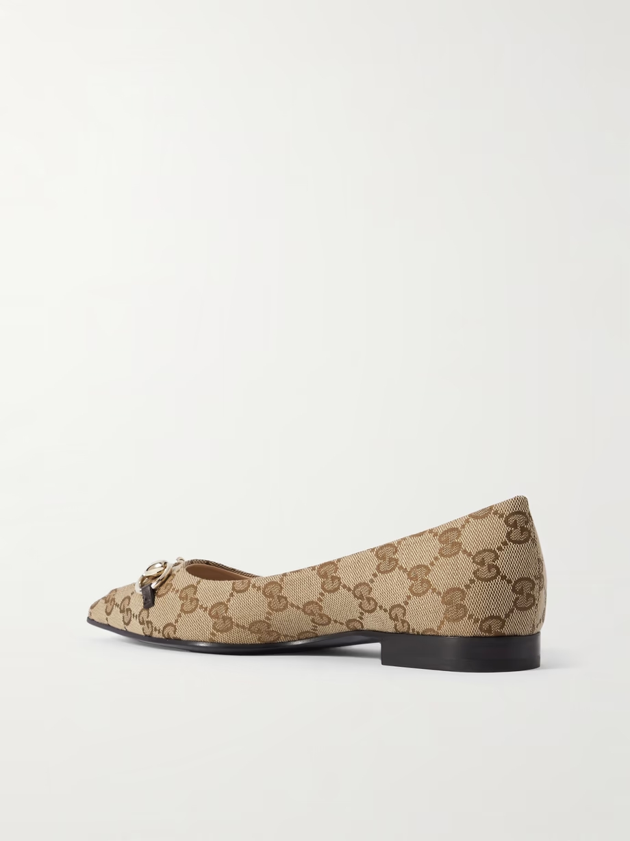 Erin horsebit-embellished canvas-jacquard point-toe flats Erin horsebit-embellished canvas-jacquard point-toe flats