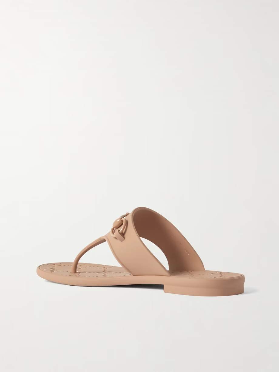 Minorca horsebit-embellished rubber flip flops Minorca horsebit-embellished rubber flip flops