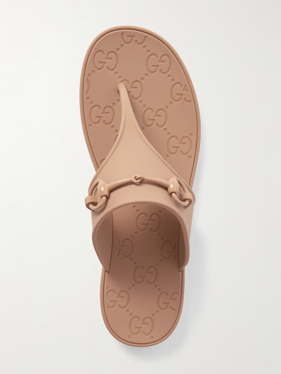 Minorca horsebit-embellished rubber flip flops Minorca horsebit-embellished rubber flip flops
