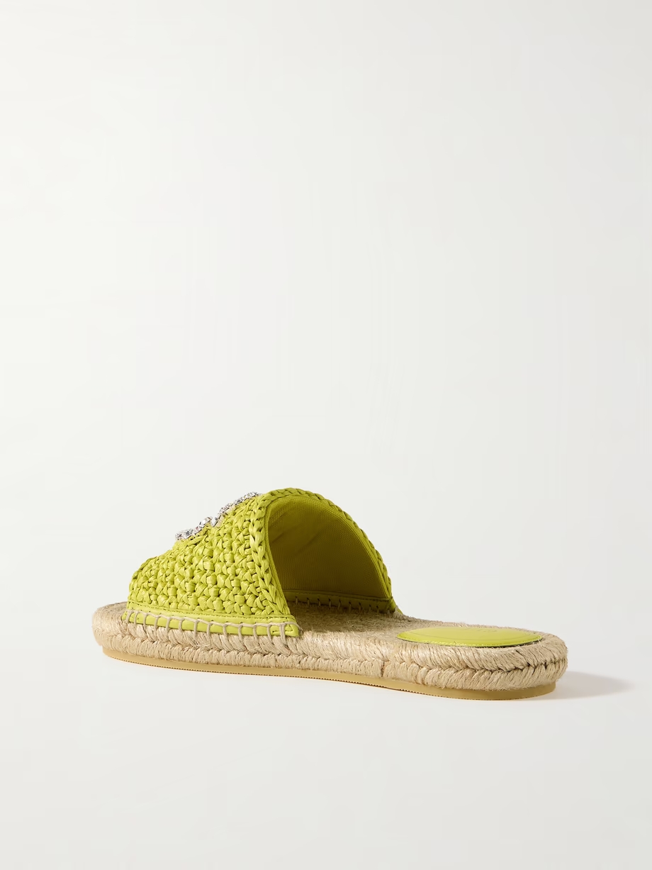 Cora crystal-embellished raffia espadrille sandals Cora crystal-embellished raffia espadrille sandals
