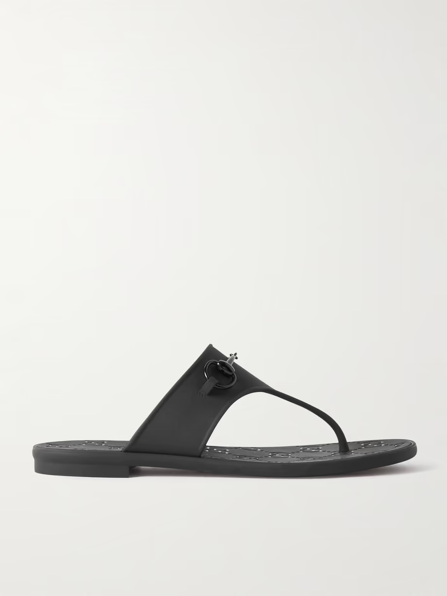 Minorca horsebit-embellished rubber flip flops Minorca horsebit-embellished rubber flip flops