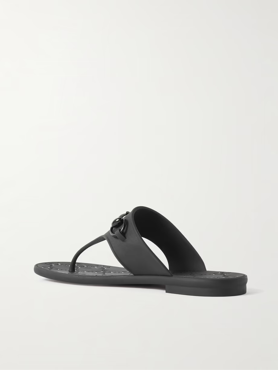 Minorca horsebit-embellished rubber flip flops Minorca horsebit-embellished rubber flip flops