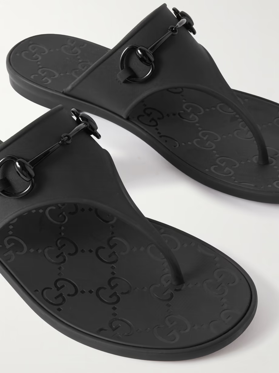 Minorca horsebit-embellished rubber flip flops Minorca horsebit-embellished rubber flip flops