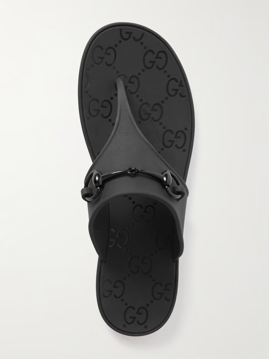 Minorca horsebit-embellished rubber flip flops Minorca horsebit-embellished rubber flip flops
