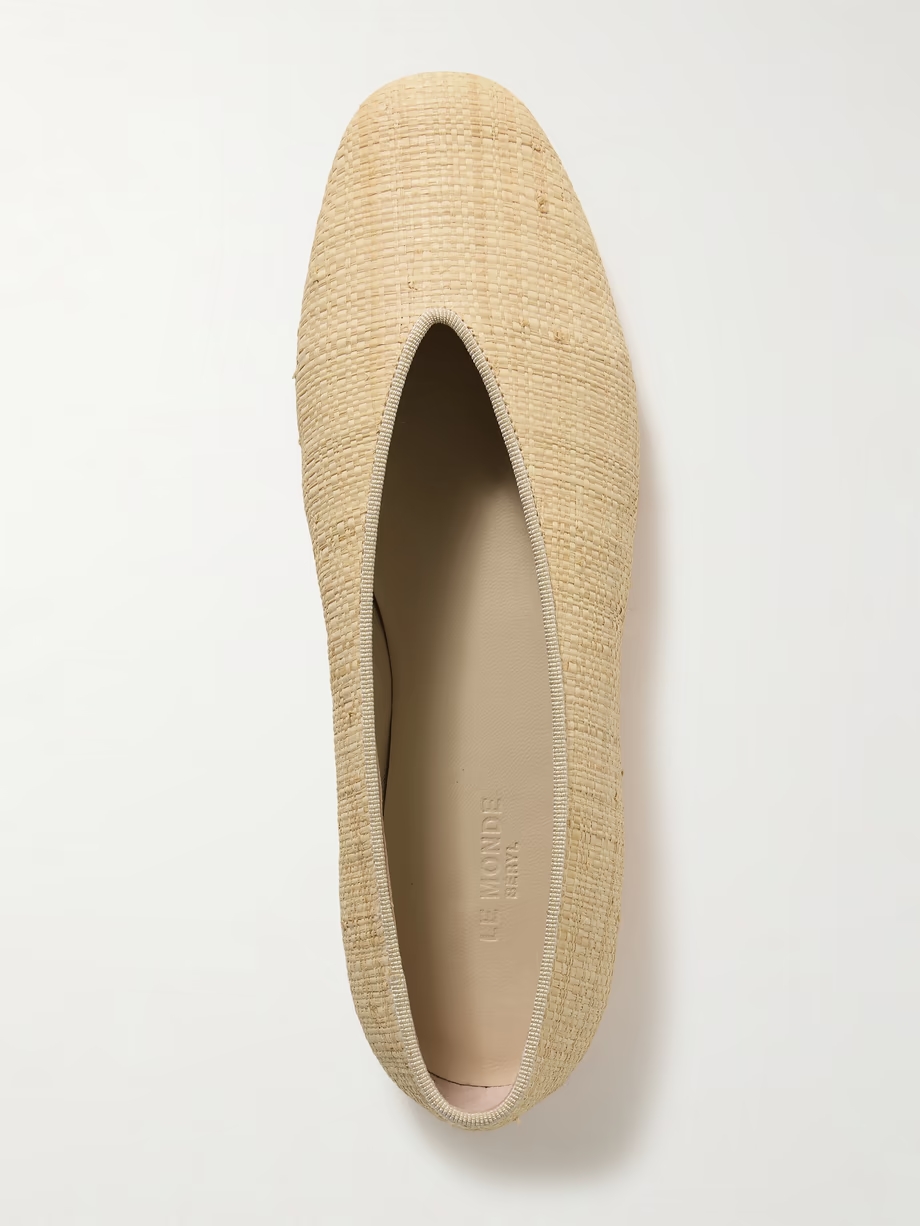 Regency grosgrain-trimmed raffia ballet flats Regency grosgrain-trimmed raffia ballet flats