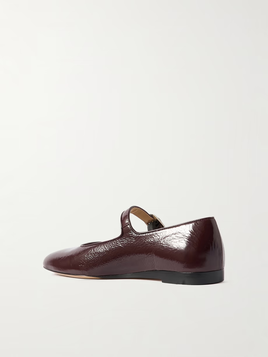 Crinkled patent-leather Mary Jane ballet flats Crinkled patent-leather Mary Jane ballet flats