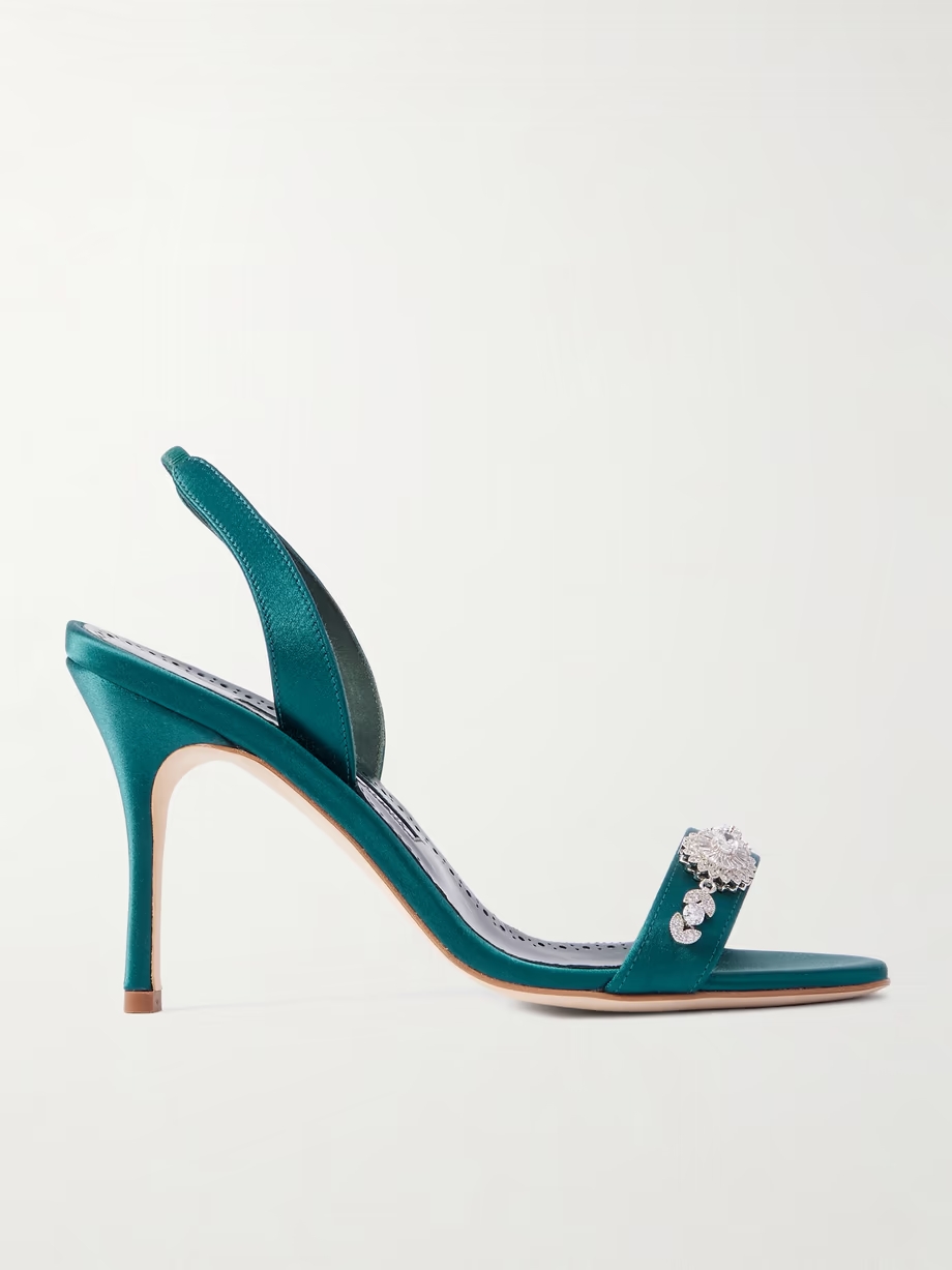 Lamisan 90 crystal-embellished satin slingback sandals Lamisan 90 crystal-embellished satin slingback sandals