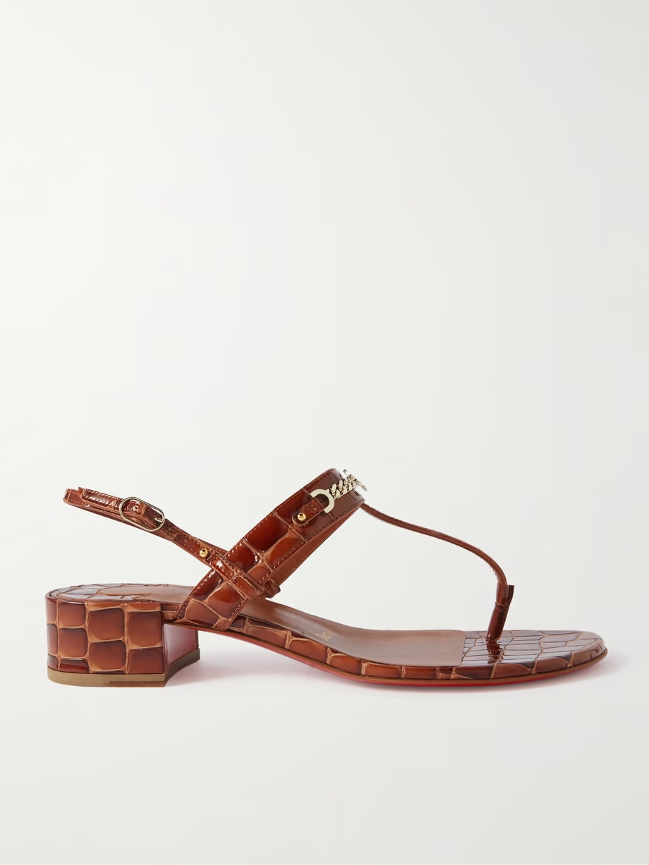 MJ embellished croc-effect patent-leather sandals MJ embellished croc-effect patent-leather sandals