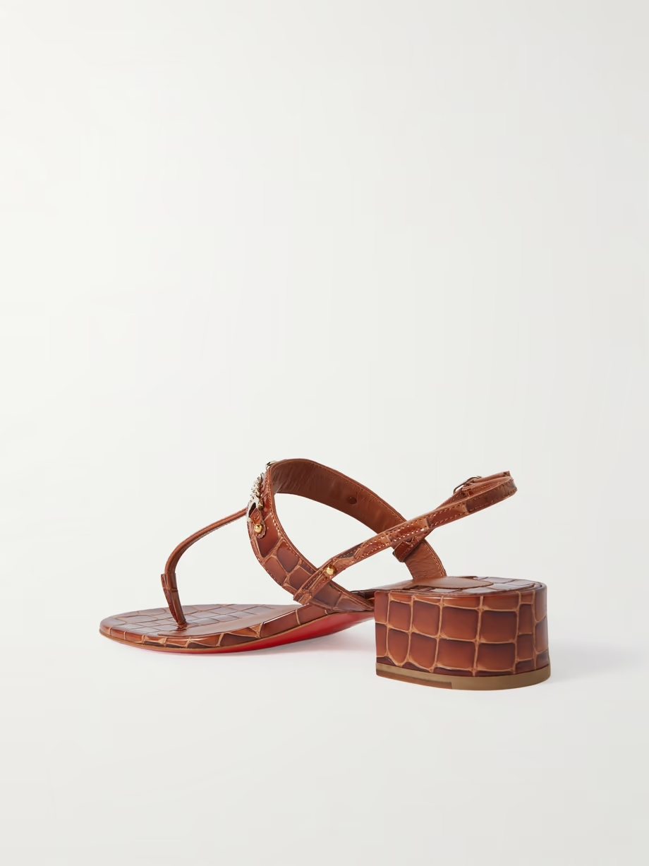 MJ embellished croc-effect patent-leather sandals MJ embellished croc-effect patent-leather sandals