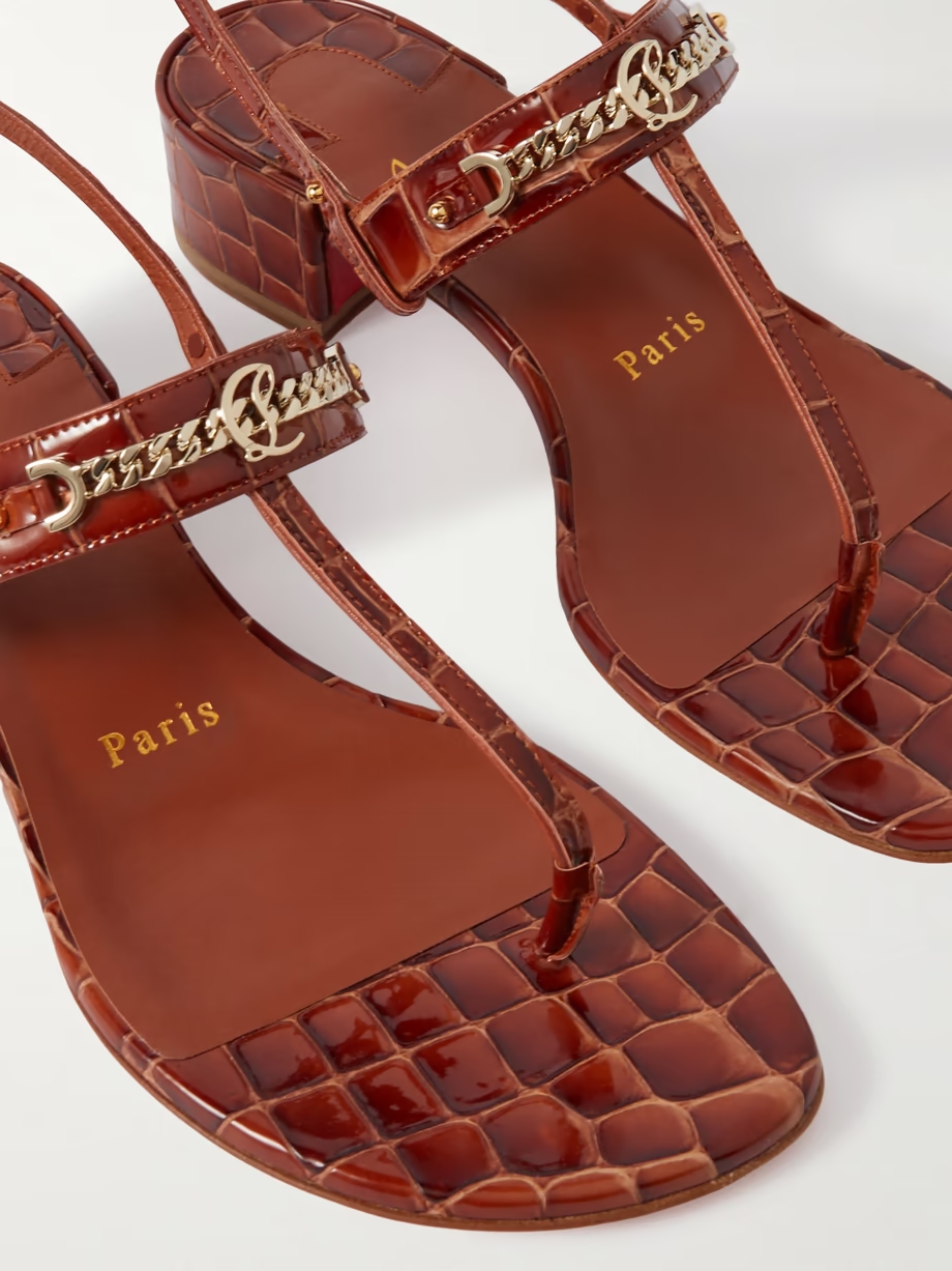 MJ embellished croc-effect patent-leather sandals MJ embellished croc-effect patent-leather sandals