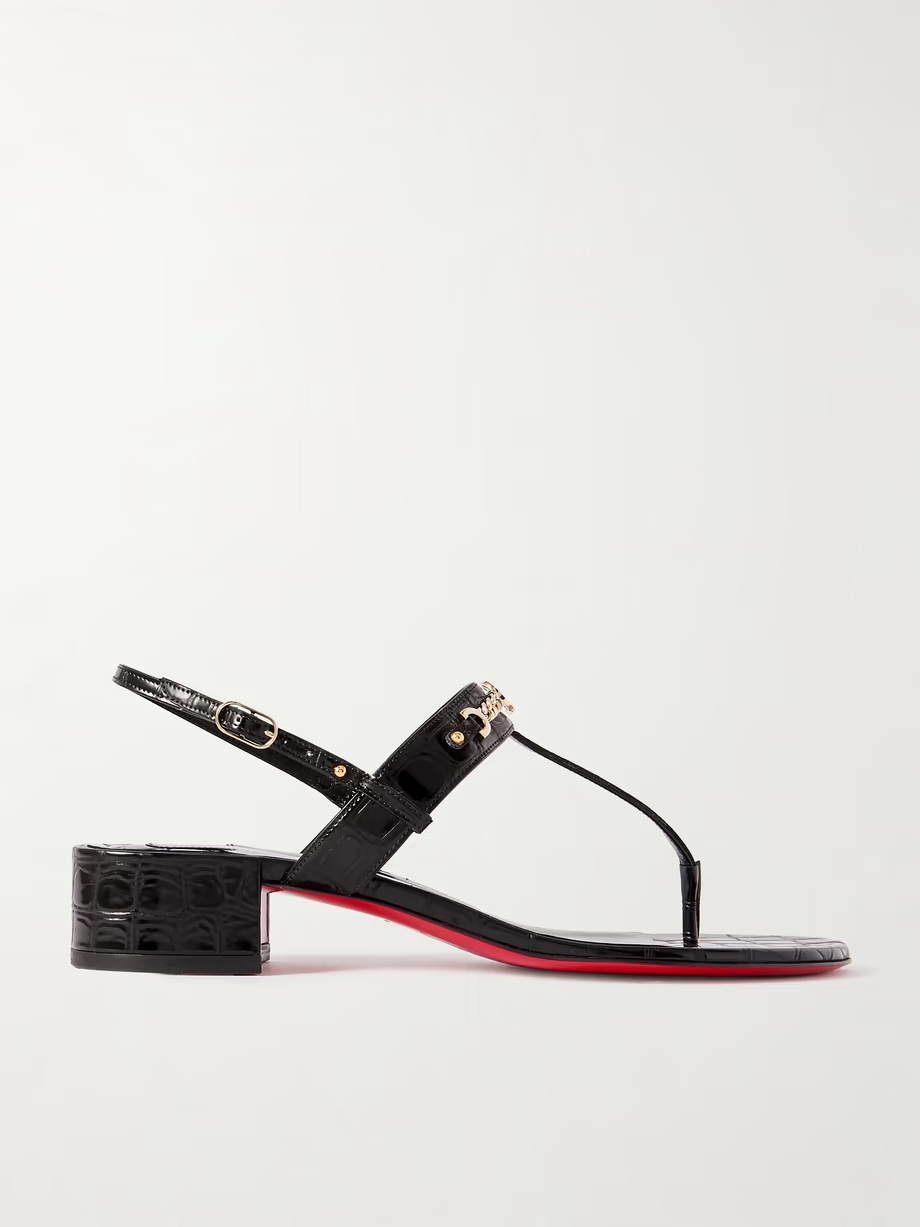 MJ embellished croc-effect patent-leather sandals MJ embellished croc-effect patent-leather sandals