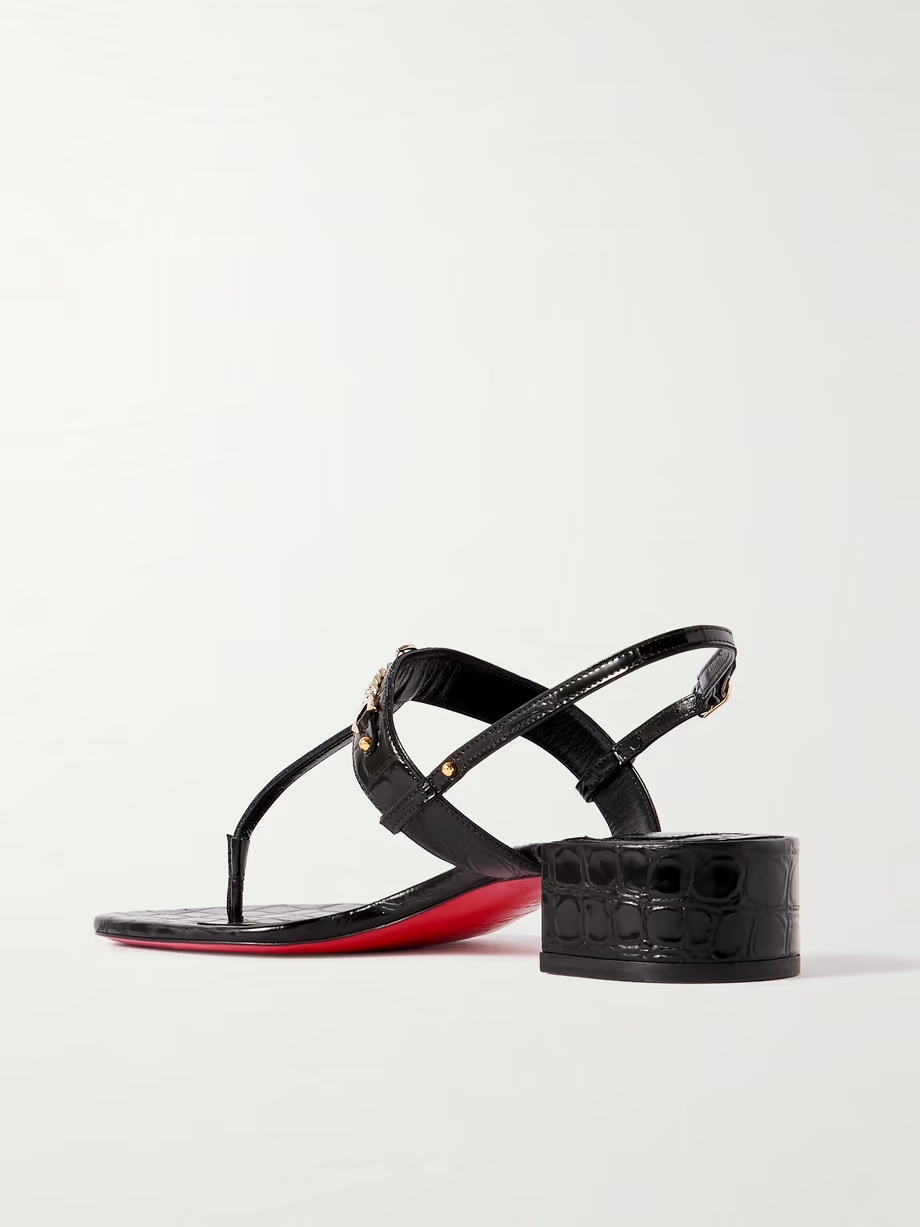 MJ embellished croc-effect patent-leather sandals MJ embellished croc-effect patent-leather sandals