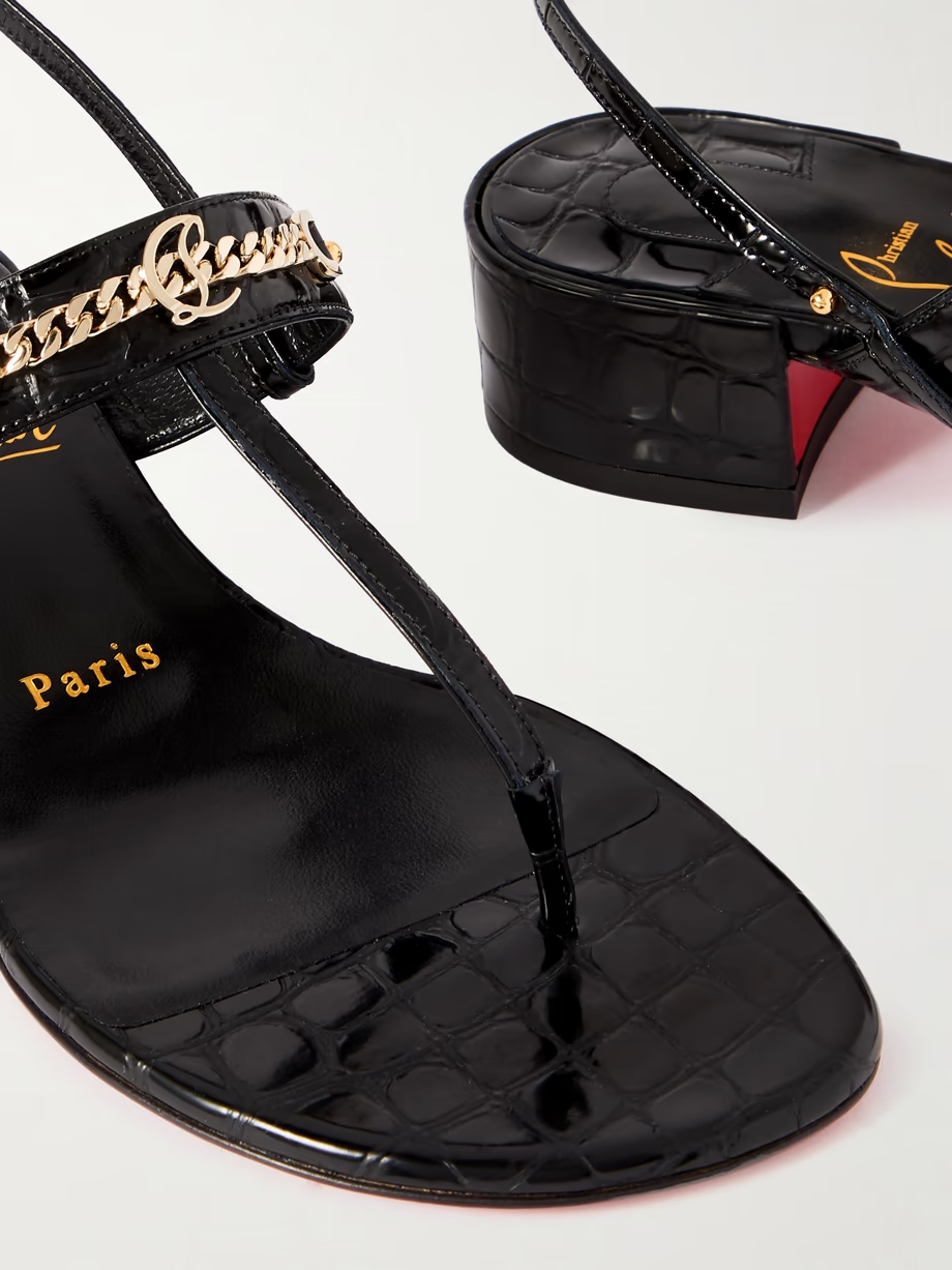 MJ embellished croc-effect patent-leather sandals MJ embellished croc-effect patent-leather sandals