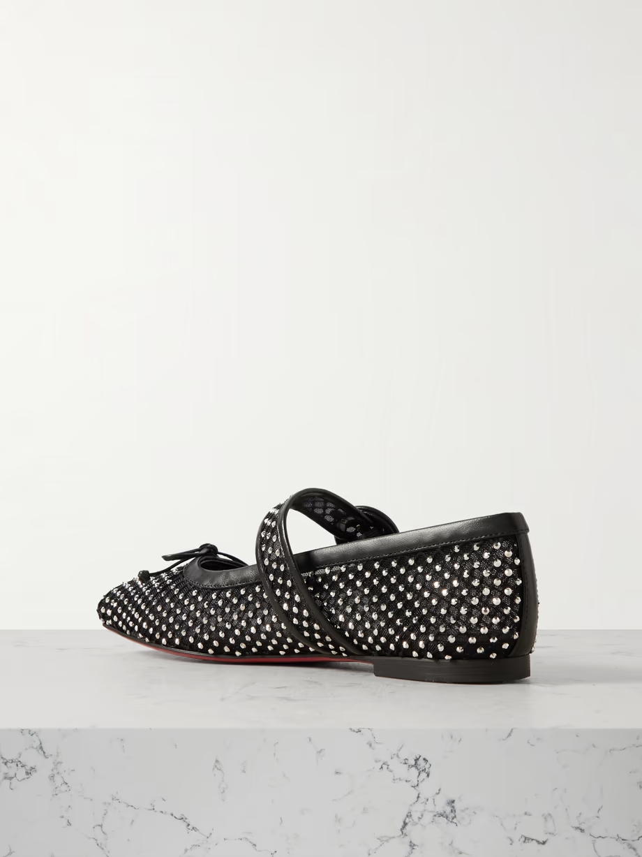 Mamastrapitina crystal-embellished leather-trimmed mesh ballet flats Mamastrapitina crystal-embellished leather-trimmed mesh ballet flats