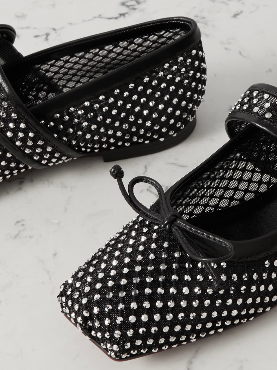 Mamastrapitina crystal-embellished leather-trimmed mesh ballet flats Mamastrapitina crystal-embellished leather-trimmed mesh ballet flats