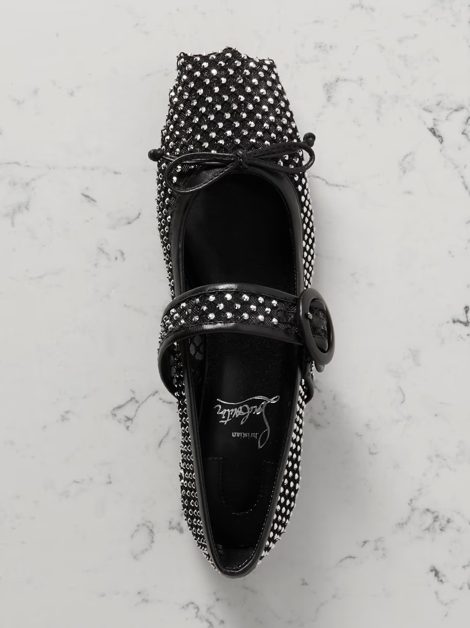 Mamastrapitina crystal-embellished leather-trimmed mesh ballet flats Mamastrapitina crystal-embellished leather-trimmed mesh ballet flats