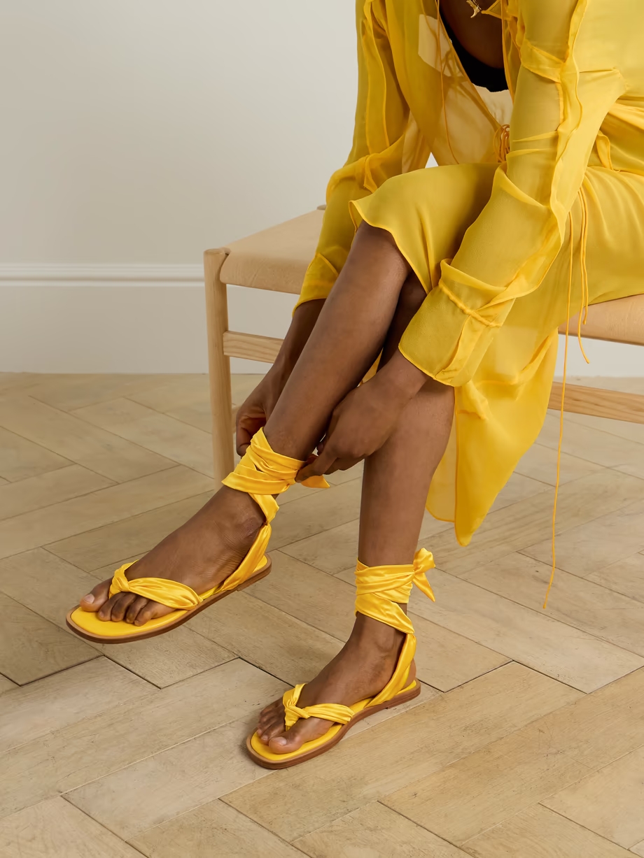Nilo du Desert tie-detailed satin-crepe sandals Nilo du Desert tie-detailed satin-crepe sandals