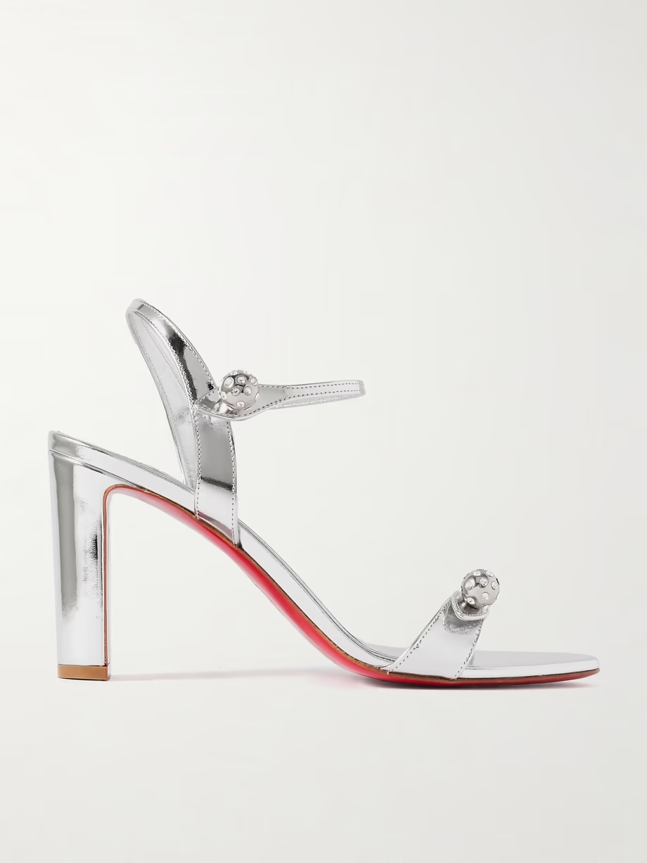 Atmospheria 85 crystal-embellished metallic leather sandals Atmospheria 85 crystal-embellished metallic leather sandals