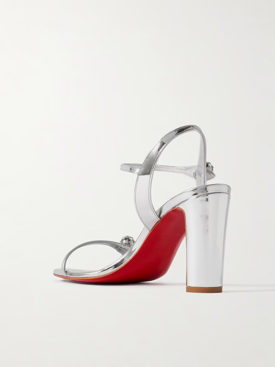 Atmospheria 85 crystal-embellished metallic leather sandals Atmospheria 85 crystal-embellished metallic leather sandals