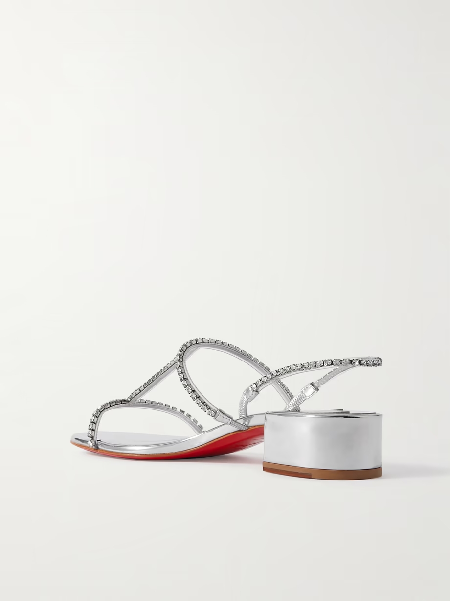 Simple Queenie 25 crystal-embellished metallic leather slingback sandals Simple Queenie 25 crystal-embellished metallic leather slingback sandals