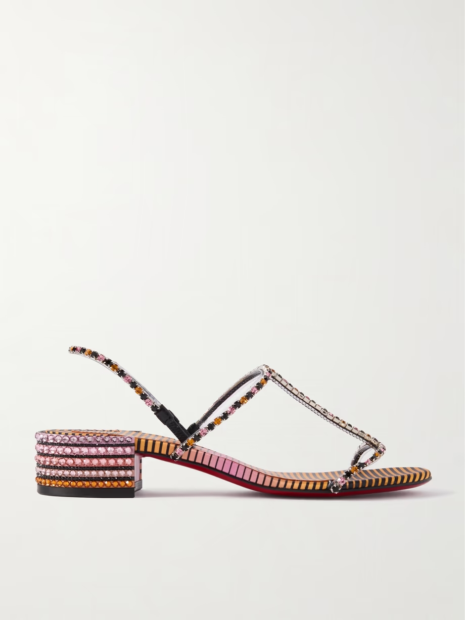 Queenie crystal-embellished PVC and leather sandals Queenie crystal-embellished PVC and leather sandals