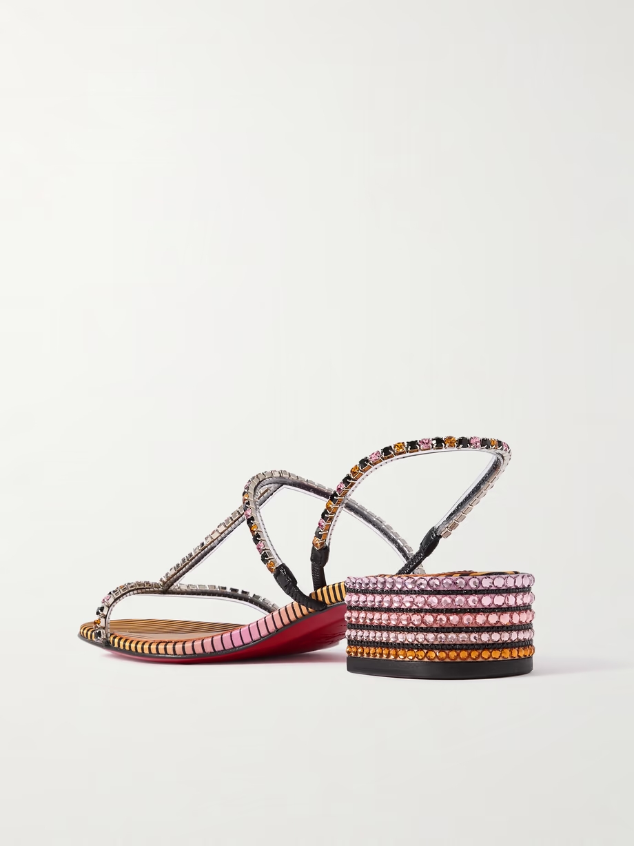 Queenie crystal-embellished PVC and leather sandals Queenie crystal-embellished PVC and leather sandals