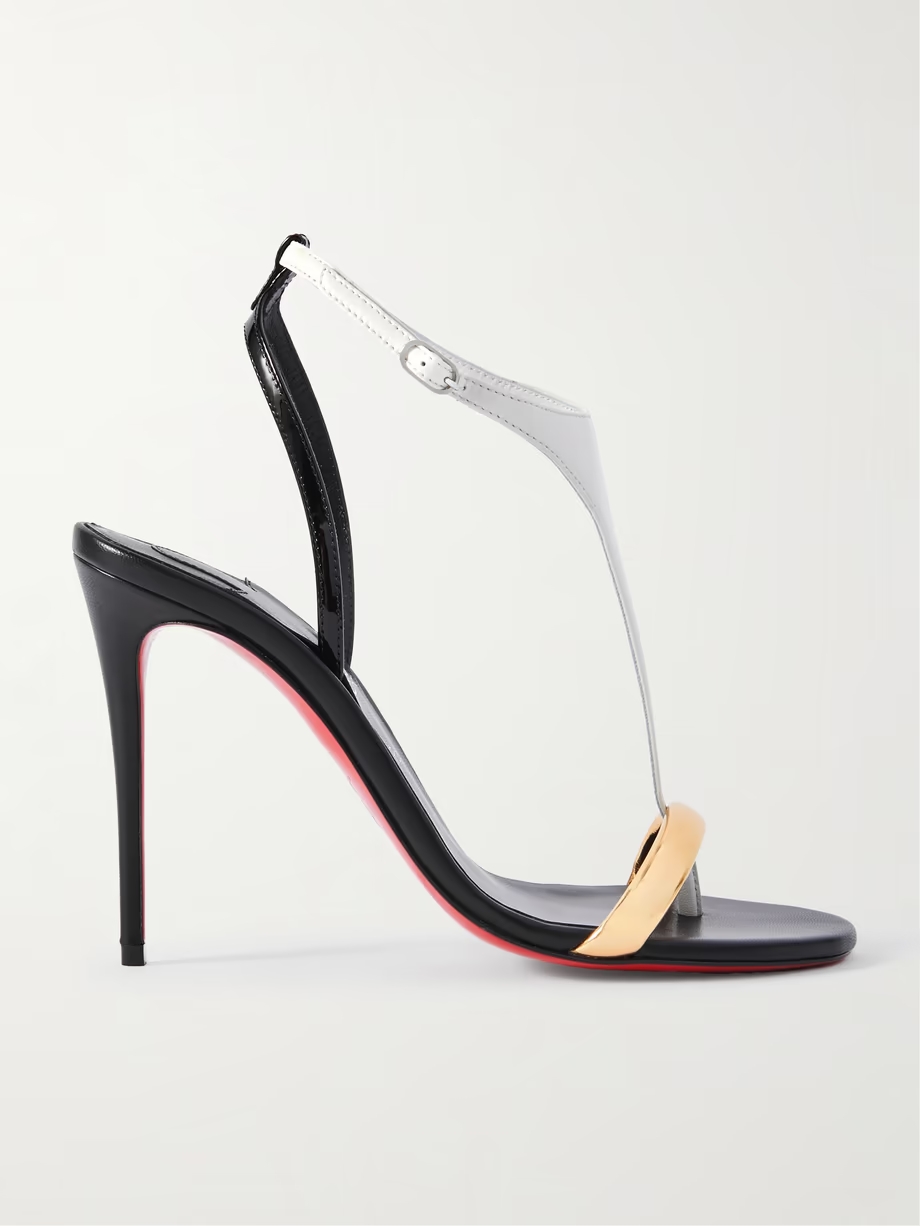 Athina 100 patent, metallic and smooth leather sandals Athina 100 patent, metallic and smooth leather sandals