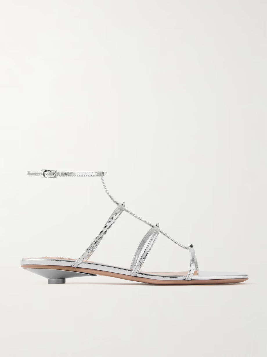 Rockstud Wispy 20 embellished mirrored-leather sandals Rockstud Wispy 20 embellished mirrored-leather sandals