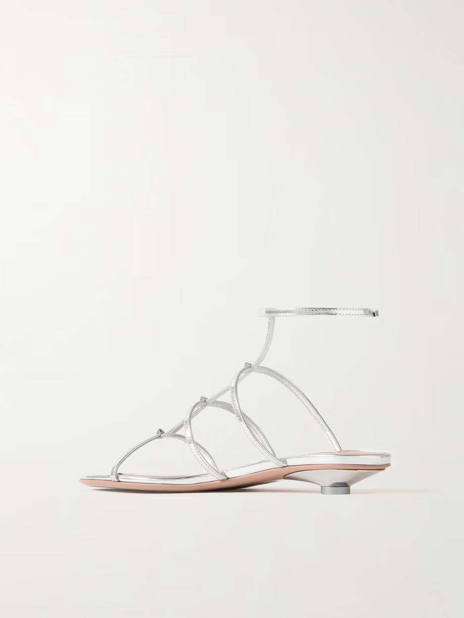 Rockstud Wispy 20 embellished mirrored-leather sandals Rockstud Wispy 20 embellished mirrored-leather sandals