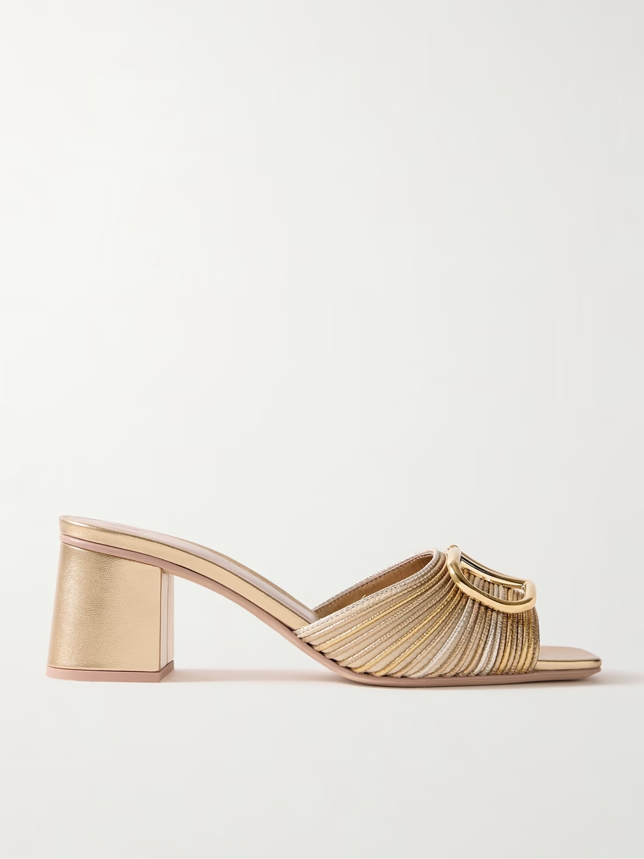 VLOGO 60 embellished metallic leather mules VLOGO 60 embellished metallic leather mules