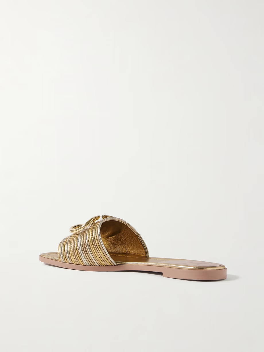 VLOGO metallic leather slides VLOGO metallic leather slides