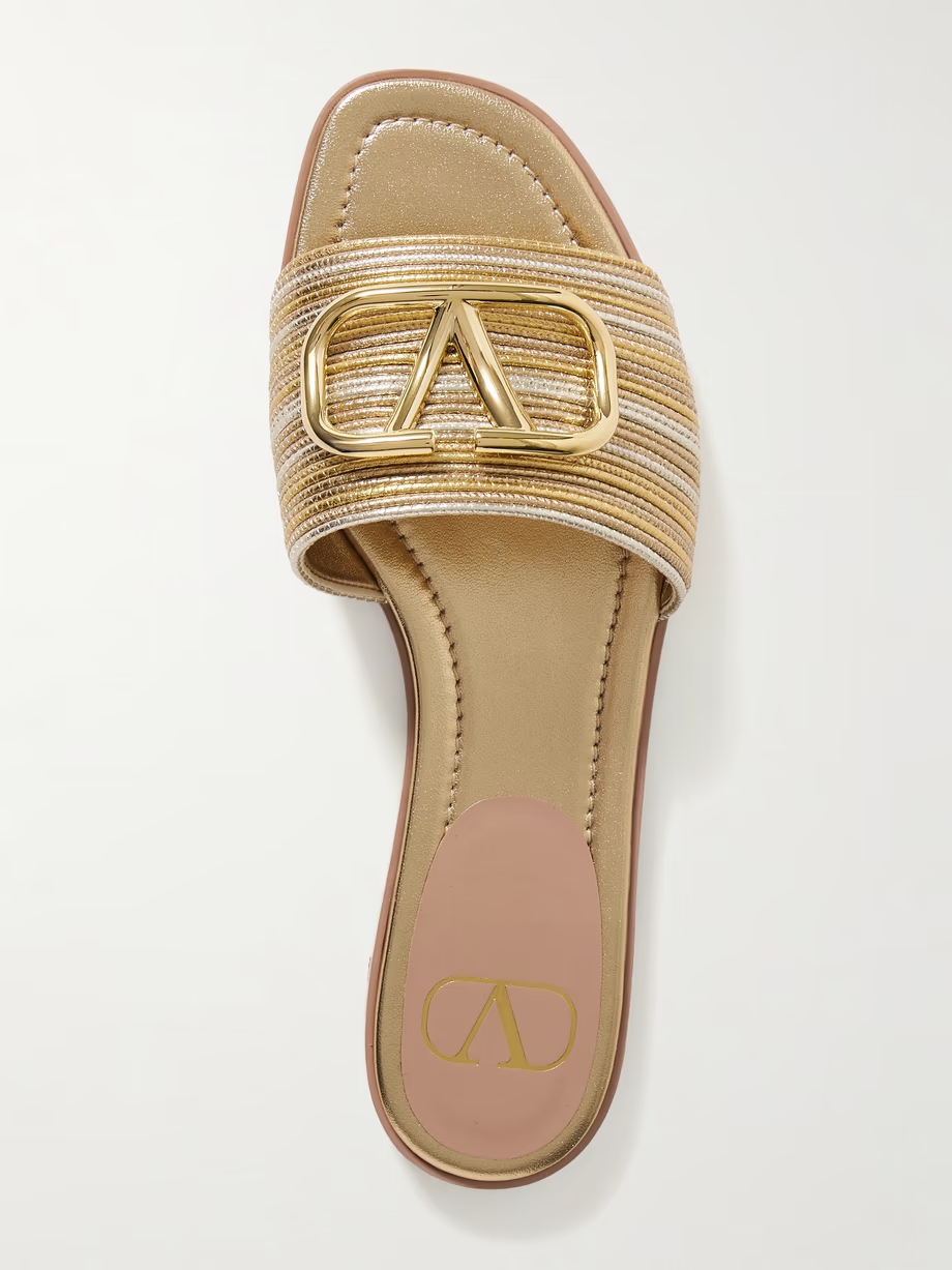 VLOGO metallic leather slides VLOGO metallic leather slides