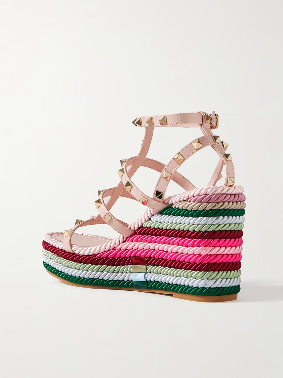 Rockstud Torchon 105 leather espadrille wedge sandals Rockstud Torchon 105 leather espadrille wedge sandals
