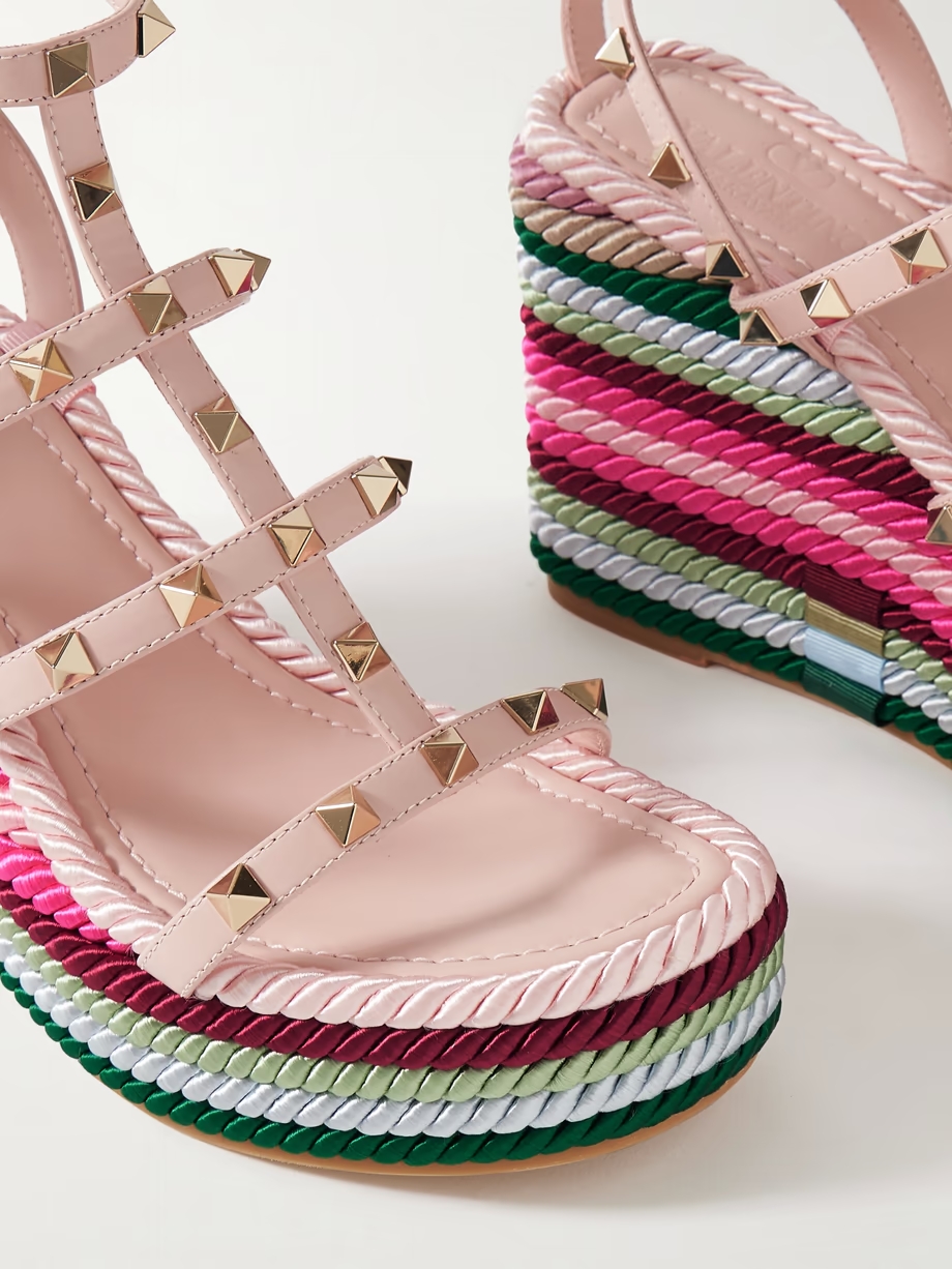 Rockstud Torchon 105 leather espadrille wedge sandals Rockstud Torchon 105 leather espadrille wedge sandals