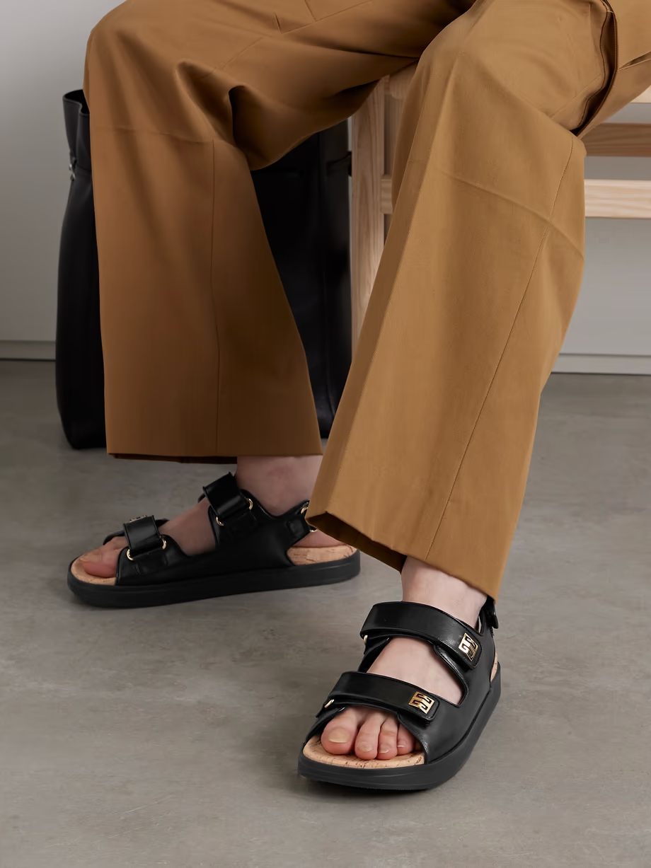 4G logo-embellished leather sandals 4G logo-embellished leather sandals