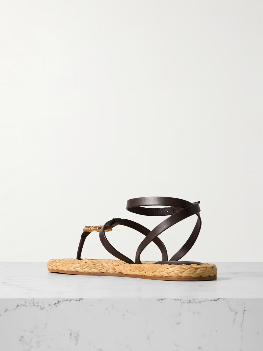 4G Liquid embellished raffia and leather sandals 4G Liquid embellished raffia and leather sandals