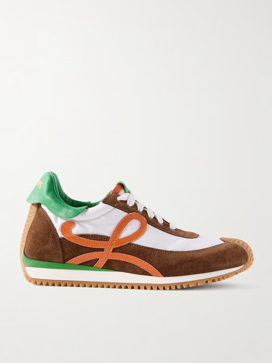 Flow Runner leather-trimmed shell and brushed-suede sneakers Flow Runner leather-trimmed shell and brushed-suede sneakers