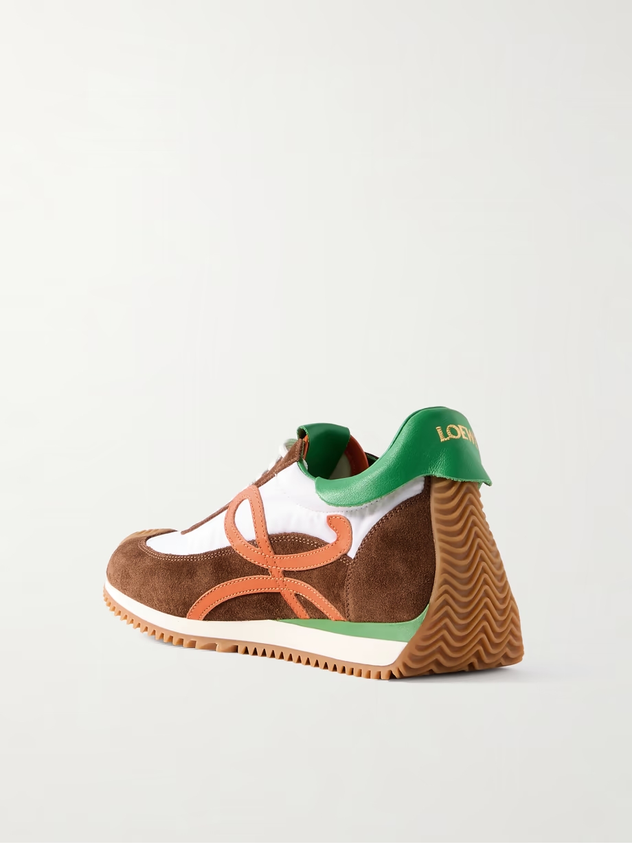Flow Runner leather-trimmed shell and brushed-suede sneakers Flow Runner leather-trimmed shell and brushed-suede sneakers