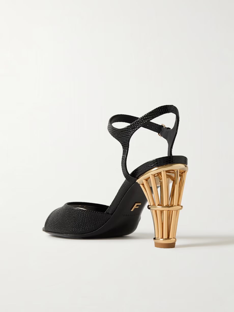 Nikla lizard-effect leather sandals Nikla lizard-effect leather sandals