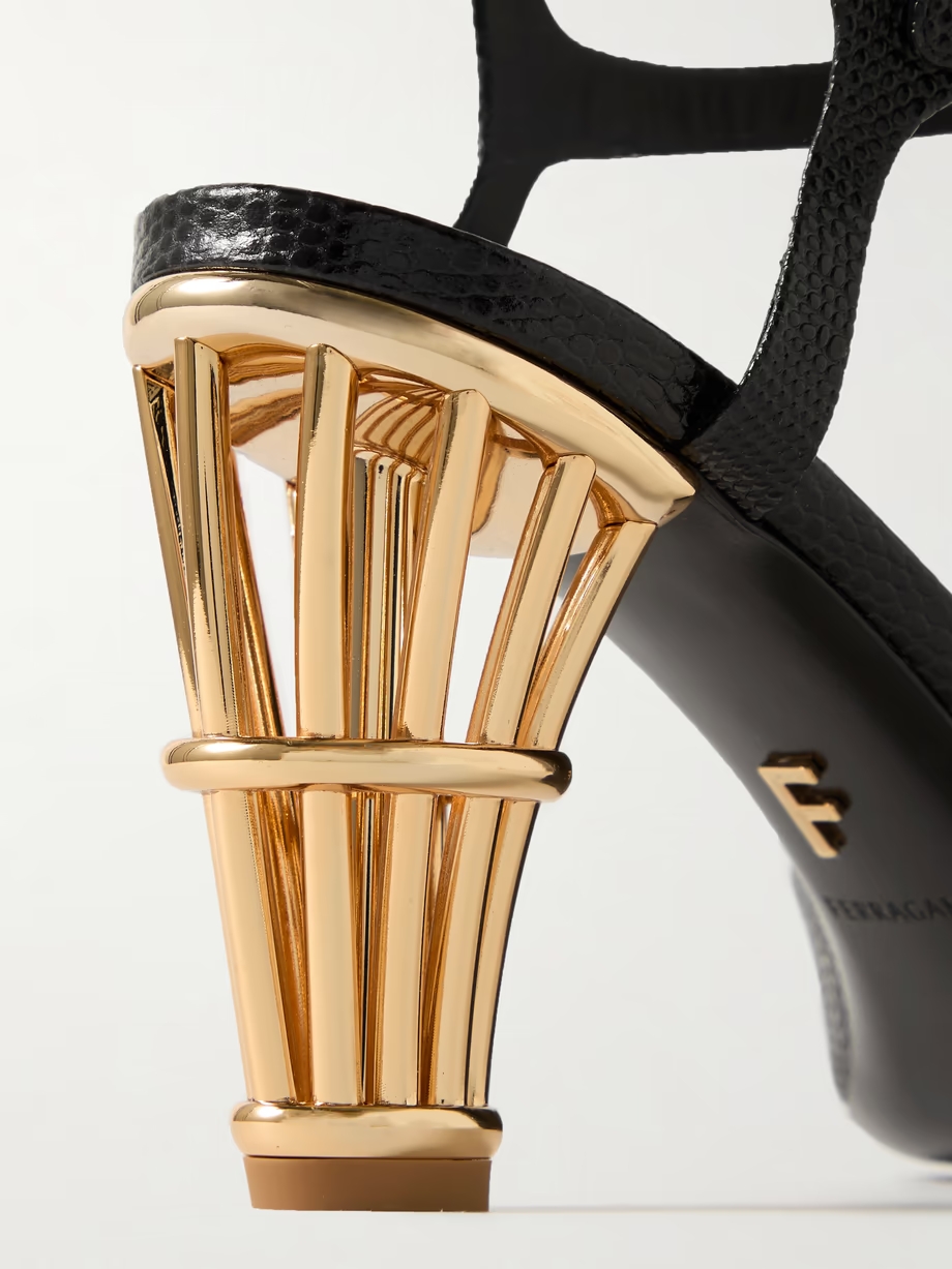 Nikla lizard-effect leather sandals Nikla lizard-effect leather sandals